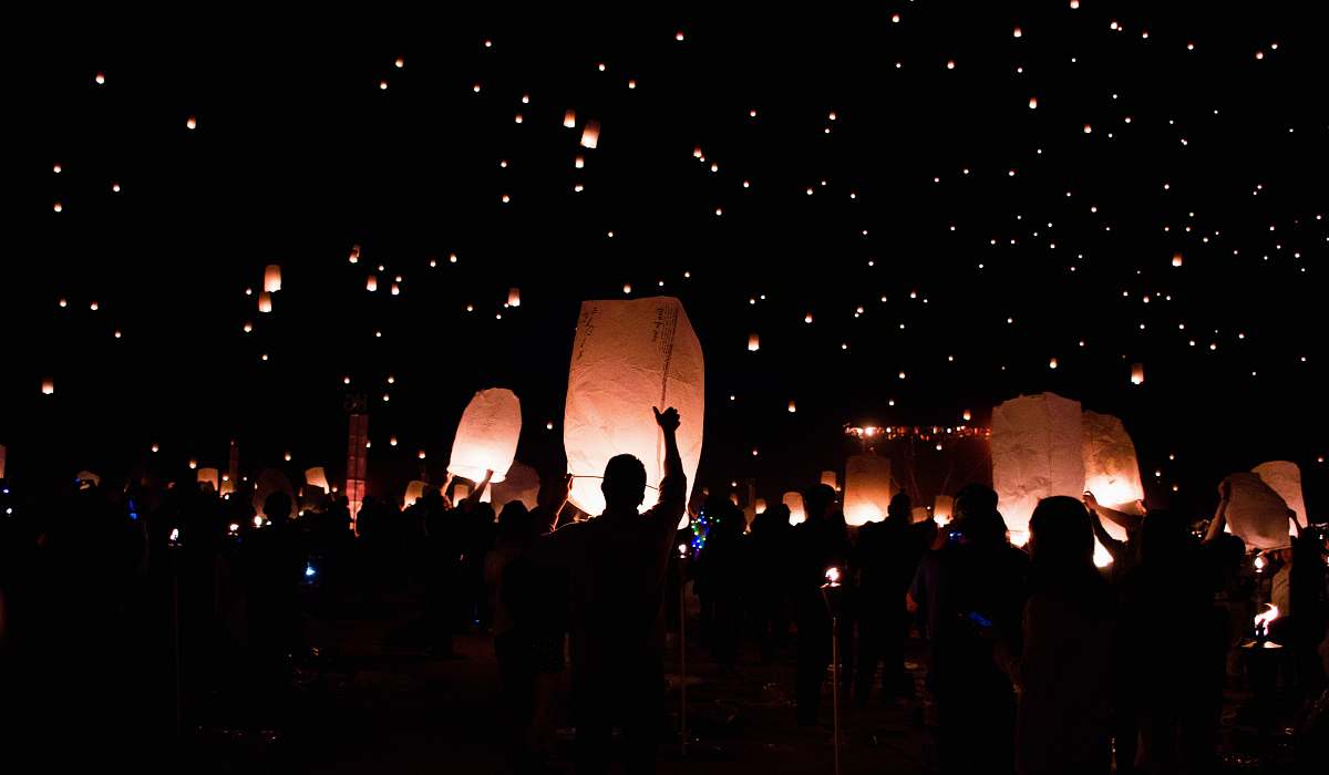 moapa river indian reservation group of people holding lanterns united states